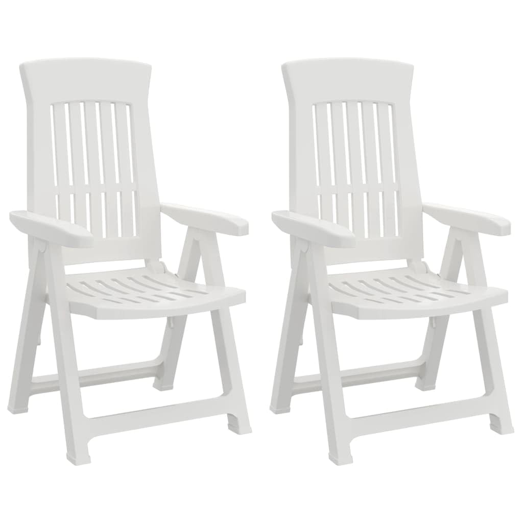 vidaXL Reclining Folding Chairs 2 pcs White PP