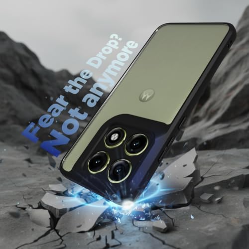 Image of RIGGEAR Shockproof Sleek Hybrid Armor Back Cover Case for Motorola Moto Edge 70 Pro /Edge 70 Pro Plus 5G (Clear PC + Black TPU Bumper)