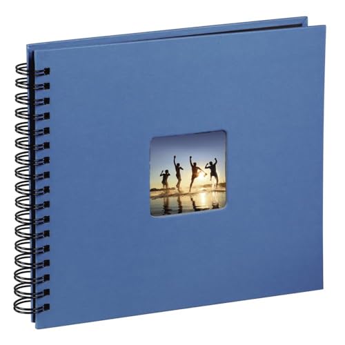 Hama Fotoalbum 28x24 cm (Spiral-Album mit 50 schwarzen Seiten, Fotobuch mit Pergamin-Trennblättern, Album zum Einkleben und Selbstgestalten) Azur-blau