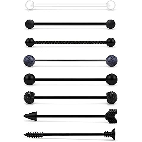 Ruifan 8PCS Industrial Barbell Cartilage Earring Set Cover