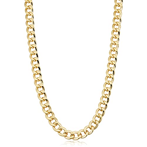 Kooljewelry Solid 14k Yellow Gold Filled Miami Cuban Curb Chain Necklace for Men and Women (3.2 mm, 4 mm, 5 mm, 6 mm, 7.4 mm or 9 mm)