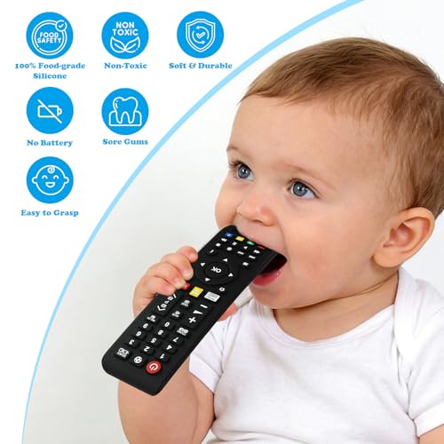 Image of Baby Teether Toy TV Remote Control Shape Teething Toys for Babies 3-24 Months, Chew Toys for Infants Teething Relief, Freezer BPA Free