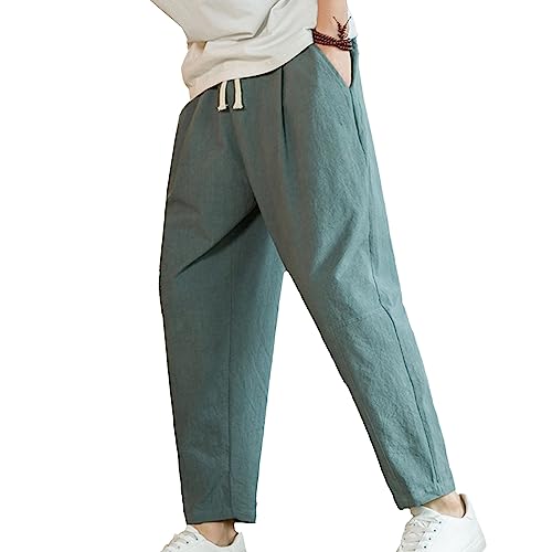 JEShifangjiusu Mens Cotton Athletic Pants Fashion Running Sweatpants Trousers Straight Leg Joggers Long Pant with Pockets (Medium,Green)