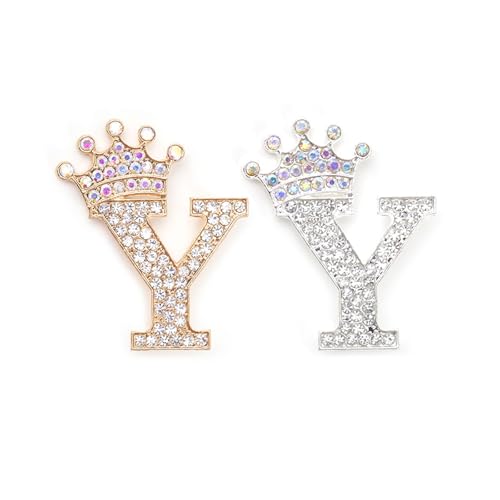 Image of Letter Rhinestone Brooches for Women Gold Silver Initial Crown Lapel Bag Clothing Dress Custom Jewelry Gifts