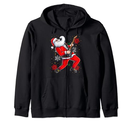 Guitarra Santa Navidad Claus Rock N Roll Ugly Xmas Sweater Sudadera con Capucha