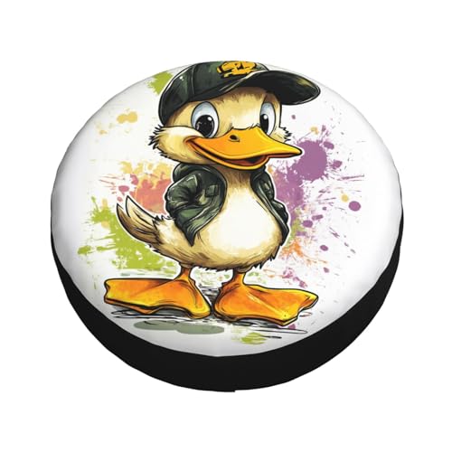Image of Cute Duck Spare Tire Cover Universal Wheel Tire Cover Funny Cartoon Duck Tire Protectors for Travel Trailer Rv SUV Truck Camper and Many Vehicle 16 Inch