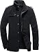 Vcansion Men's Winter Fleece Windproof Jacket Wool Outerwear Single Breasted Classic Cotton Windbreaker Jacket Coats