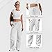 Wide Leg Cargo Sweatpants for Women Casual High Waist Baggy Sweatpant Stretchy Baggy Pants Fashion Jogger with Pockets White