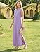 Enmain Flieder Kleid Damen Sommer Langes Sommerkleid Damen Maxikleider Ärmellos Rundhals Luftiges Damenkleider Elegante Bügelfrei Stretch Freizeitkleid mit Schlitz und Taschen Größe M