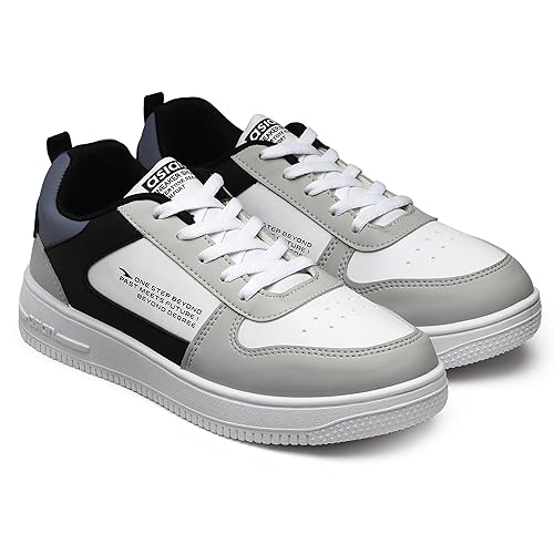 ASIAN Men's Thunder-03 White Casual Sneakers WHITE LGREY BLACK - Image 2