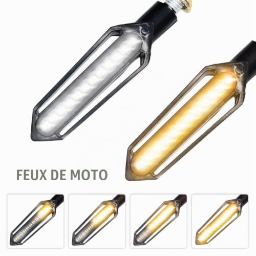 Baceyong Feux de moto universels 4PC, 24 LED, comprenant 2 clignotants, 1 feu de jour blanc avant et 1 feu stop rouge arrière – vue 2