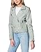 [BLANKNYC] Womens Vegan Leather Moto Jacket with Zipper and Pocket Detail, Stylish Coat & Designer Clothing, Play-Act, Small, Sage