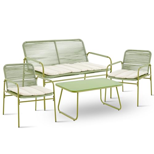 Thinlute 4PC Bistro Patio Furniture Set with Rope...