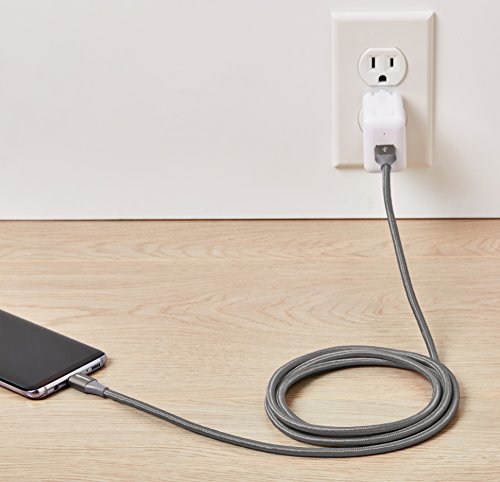 Image of Amazon Basics USB-C to USB-A 3.1 Gen 1 Fast Charger Cable, Nylon Braided, 5Gbps High-Speed for Apple iPhone 16 /15, iPad, Samsung Galaxy, Tablets, Laptops, 6 Foot, Dark Gray