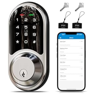 Veise Smart Lock, Keyless Entry Door Lock, Smart Locks for Front Door with App Control, Electronic Digital Auto Lock with Touchscreen Keypad Set, Smart Deadbolt, Easy Install, Satin Nickel