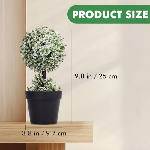 Mini arbre topiaire artificiel premium avec feuillage dense blanc
