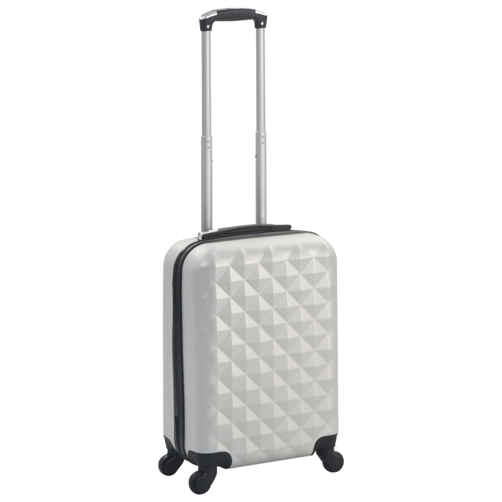 Carro rígido de plástico ABS negro con carcasa rígida ABS resistente y cerraduras de seguridad, 4 ruedas de 360 grados, asa de transporte y correas internas para equipaje, plata, 55 x 36 x 22