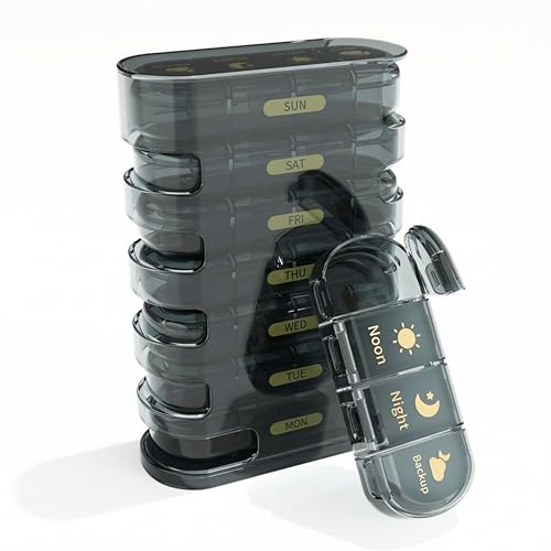 Image of Premium Medicine organizer Box- Waterproof Weekly Medicine organizer- Medicine Box for home, 7 days tablet organizer For Home-Large Pill Organizer Box Case (Black-4 Compartment (Standing))