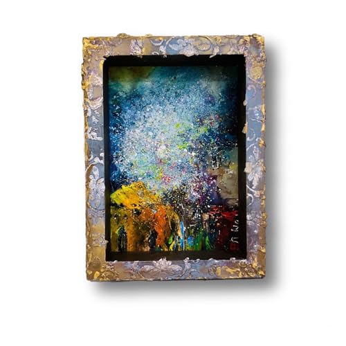 Original oil miniature in designer frame by Ukrainian artist, impasto