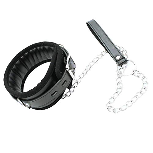 jerbro 1 Stk. Halsband Erwachsene Sex Spielzeug Flirt SM Halsband-Geschirr mit Leine Ketten schwarzrot (BDSM01)