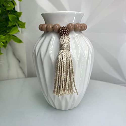 Vaso sala quarto branco moderno cerâmica + colar Japamala