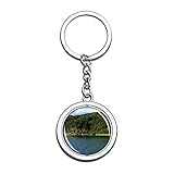 Maße: 9,8 x 3,8 cm. New Zealand Marlborough Sounds Picton Schlüsselanhänger Souvenir Spin Kristall Metall Edelstahl Kette City Travel Geschenk