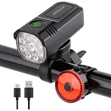 Bike Light for Night Riding, 2500LM Bicycle Headlight & Taillight, Multiple Modes, 3000mAh USB C Rechargeable Waterproof LED Bright Bike Headlights for Cyclists and Road Mountain and Commuters