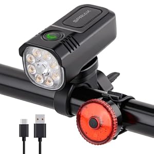 Bike Light for Night Riding, 2500LM Bicycle Headlight & Taillight, Multiple Modes, 3000mAh USB C Rechargeable Waterproof LED Bright Bike Headlights for Cyclists and Road Mountain and Commuters