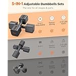 FEIERDUN 5-in-1 Adjustable Dumbbell Set of 2, 12LBS/20LBS Hand Weights for Women, 1s-Adjust Dual-Stable Dumbbell Set for Women Home Gym & Outdoor - Image 2