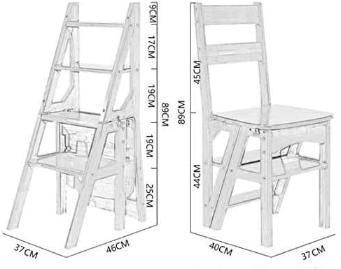 Miniatura 3 de Taburete de madera,Taburete de escalón,Taburete portátil,Renovación creativa plegable biblioteca plegable escalera silla silla uso oficina bambú
