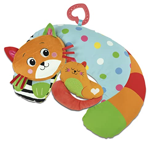 Baby Clementoni For You - Kitty Cat Cuscino Tummy Time, Gatto Peluche per Neonato 0+ Mesi, Supporta lo Sviluppo Sensoriale e Muscolare e il Gattonamento, Lavabile in Lavatrice, 17800