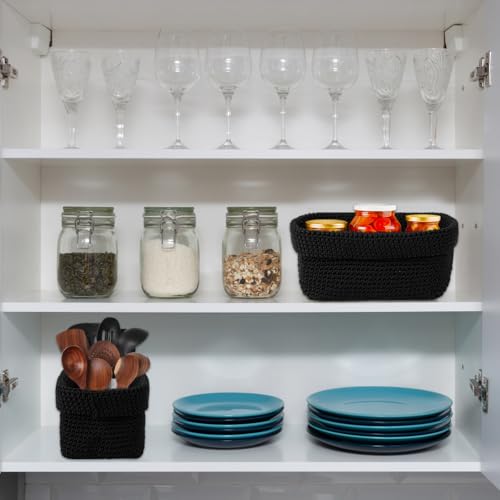 Lvjkes Aufbewahrungskorb, 2 Stück Häkelkorb, Falten Korb für gästehandtücher, Geeignet für die Aufbewahrung zu Hause - 21cmx13cmx15.5cm