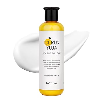 FARMSTAY Citrus Yuja Vitalizing Emulsion Vitamin C Face Moisturizer for Dry & Sensitive Skin, Dark Spot Correcting, Deep Hydrating for Glowing Skin, Korean Skin care, for Women & Men, 9.46 fl. oz.