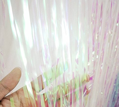 Iridescent Fringe Curtains Party Decorations (2 Pk) Girls Little Mermaid Rainbow Theme Birthday Bachelorette Baby Shower Under The Sea Disco Hello Kitty Barbie Unicorn Princess Party Decorations Bride #TOP1