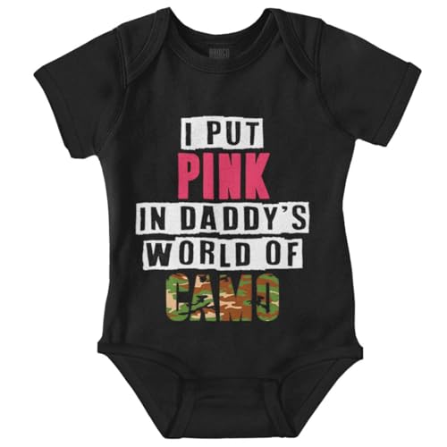 Brisco Brands Pink in Daddy's World of Camo Hunter Baby Bodysuit Jumper Girls
