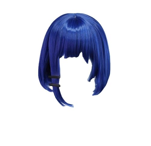 Peluca de cosplay Ryou Yamada de anime Bocchi The Rock! Peluca corta de pelo azul resistente al calor para mujer + gorra de peluca Cover