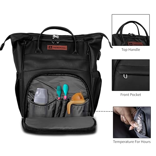 Image of Diaper Bag for Mothers | 30L Waterproof Maternity Bag with Multi Compartments, Insulated Bottle Pockets & Ultra Vegan Leather