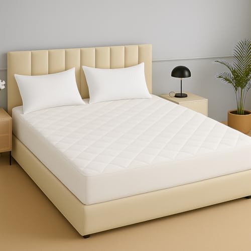 Image of TAG 24 Waterproof Cotton Quilted Mattress Protector Twin Size Bed Breathable Hypoallergenic Noiseless Ultra Soft Fitted Cover 72x72 inch (72x72 inch | 6x6 ft, White)