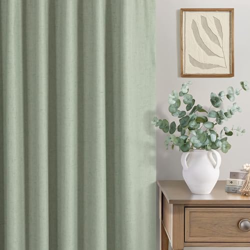 Sage Green Boho Blackout Curtains 72 Inch Length for Bedroom Aesthetic 2 Panels Set Home Office Organic Decor Back Tab Pocket Thermal Room Darkening Living Room Window Black Out Curtains 72 Inch Long by DANCURTON - Used condition - Image 7