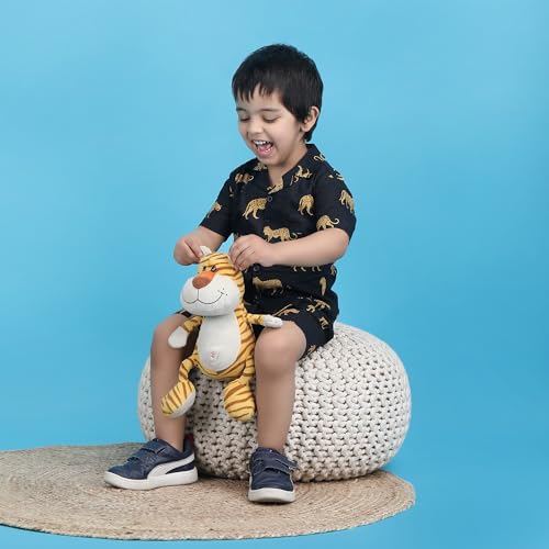 Image of POLKA TOTS Boys 100% Cotton Vacation Wear Co-ord Set | Trendy Printed Shirt & Shorts Combo for Kids | Breathable Summer Beach Outfit for Toddlers & Infants | Lightweight Daily Wear & Night Suit