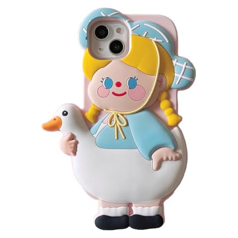 Lubiogio 3D Cute Cartoon Duck Girl Case,Kawaii Character Kids Girls Women Soft Silicone Protection Phone Case for iPhone 12 Pro Max/iPhone 13 Pro Max 6.7 inch(Duck Girl) Cover