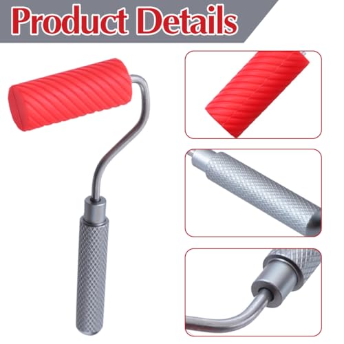 RANJIMA Leimroller Holzleim mit Silikon Farbwanne, Wiederverwendbare Leimwalze Leimpinsel Leimspender für Handwerk, Holzbearbeitung und Größere Klebeprojekte, Schnell und Gleichmäßig Auftragen, Rot