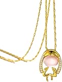 LAMGUL Collar Colgante para Mujer, Collar de Plata de Ley 925, Doce Constelaciones de Oro con Incrustaciones de Circón, Cuarzo Rosa, Joyas de Cumpleaños para Mujeres y Niñas