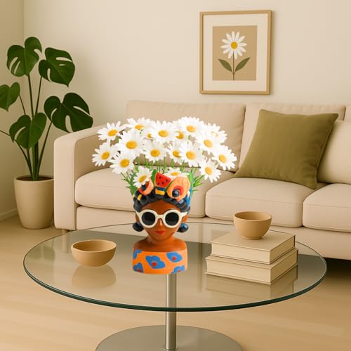 Jarrón de flores para revivir espacios aburridos, florero de mesa con forma de cara de mujer 4