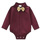 ROMPERINBOX Infant Baby Boys Dress Shirt Bodysuit Formal Short Long Sleeve Rompers for Wedding Party...