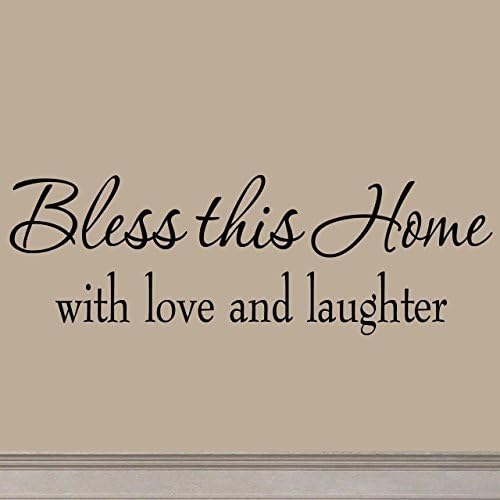 Bless This Home with Love and Laughter Decal Wall Quote Religious Sayings Vinyl Wall Art Decor Home Blessing