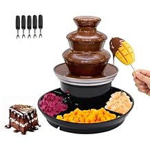 3 Tier Chocolate Fountain Machine, 40W 120V 1Lb Capacity Electric Chocolate Fondue Fountain Machine Stainless Steel Electric Melting Machine with Fruit Plate for Family Gatherings Weddings Birthdays