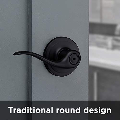 Kwikset 97300-860 Tustin Door Handle Lever With Traditional Wave Design For Home Bedroom Or Bathroom Privacy In Iron Black #TOP4