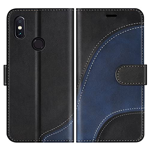 BoxTii Hülle für Xiaomi Redmi Note 5 / Redmi Note 5 Pro, PU Leder Handyhülle für Redmi Note 5 / Redmi Note 5 Pro, Ledertasche Klapphülle Schutzhülle mit Kartenfächer & Magnetverschluss, Schwarz