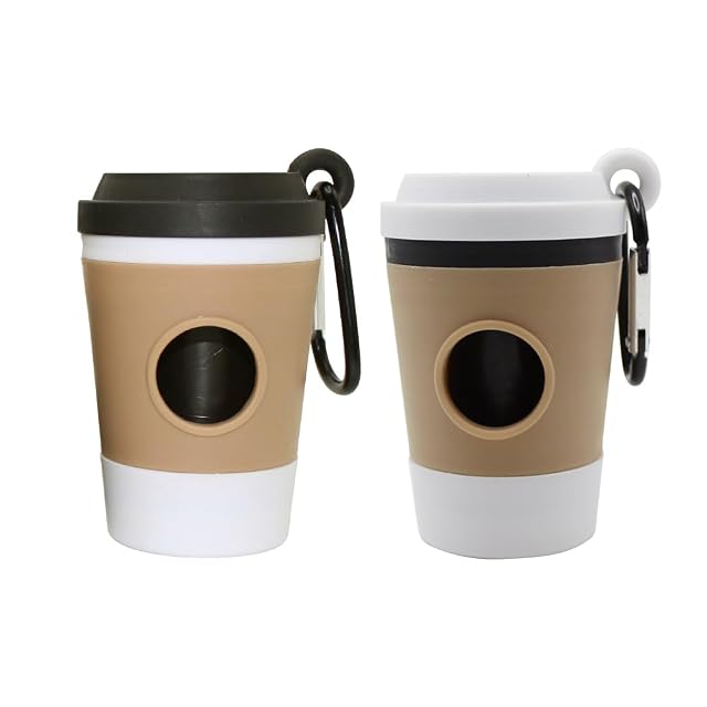 XFSRG Dispensador Bolsas Caca Perro Set de 2 Unidades con Diseño Taza de Café Soporte Portátil para Paseos…
